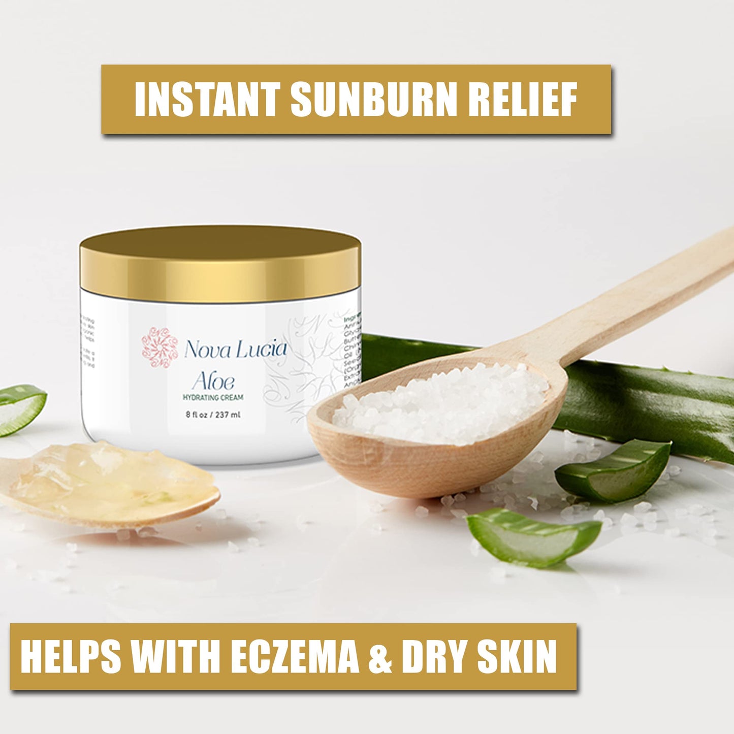 Aloe Vera Cream for Skin - Soothing Moisturizer for Dry, Itchy, or Sensitive Skin, Sunburn Relief, Hydrating Face & Body Cream, Non-Greasy