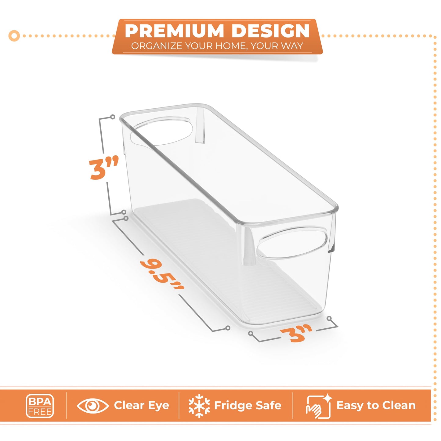 Sorbus Small Clear Plastic Storage Bins for Organizing, 10 Pack Clear Organizer Bins with Handles, Plastic Storage Bins for Closet, Pantry, Fridge…
