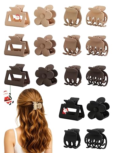 16 PCS Small Hair Clips for Women & Girls, Durable Matte Claw Clips for Thin Hair, Strong Hold NonSlip Medium Hair Claw Clips, Mini Hair Clips, Cute