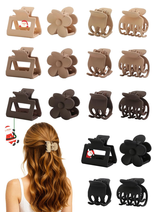 16 PCS Small Hair Clips for Women & Girls, Durable Matte Claw Clips for Thin Hair, Strong Hold NonSlip Medium Hair Claw Clips, Mini Hair Clips, Cute