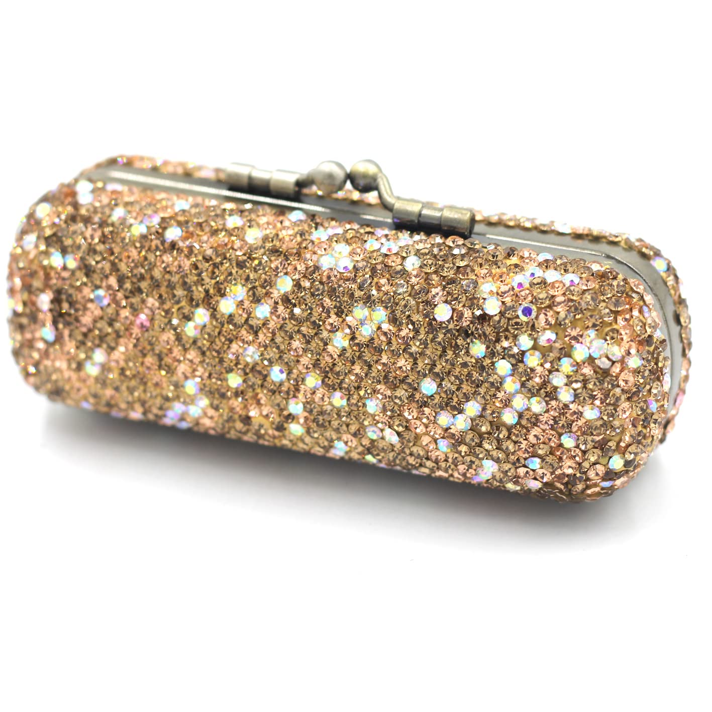 Bestbling Bling Rhinestone Crystal Lipstick Case Holder Organizer bag Cosmetic Storage for Women's Lipstick Jewelry Kit (Gold)