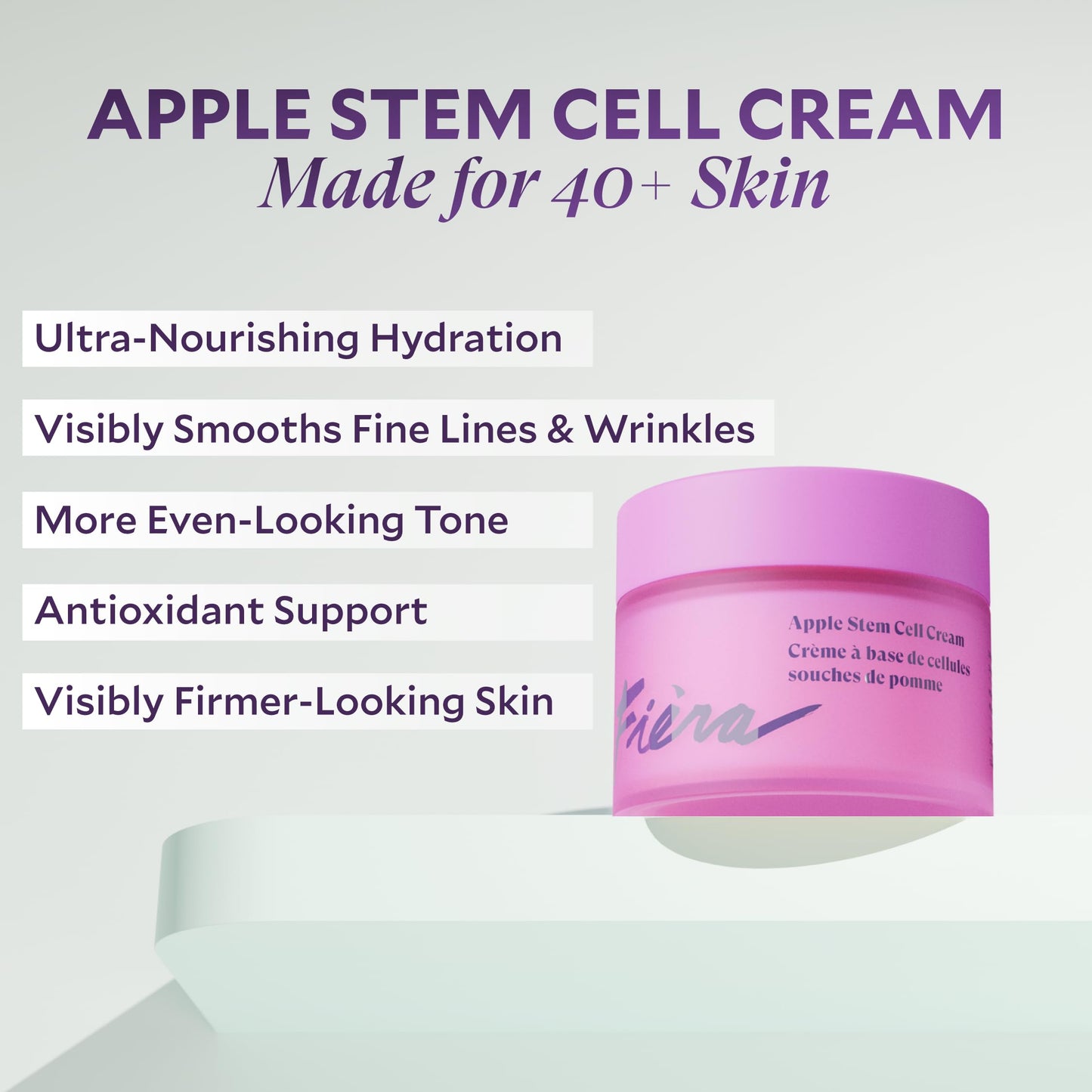 FIÈRA 24-Hour Rejuvenating Face Cream with Apple Stem Cells - Anti-Aging Moisturizer for Mature Skin, Day & Night Hydration, Improves Skin Tone