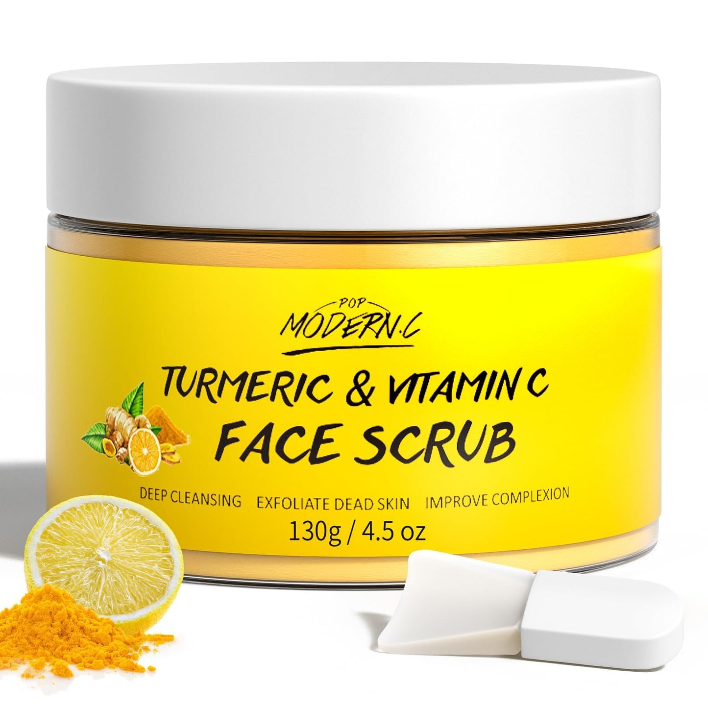 Vitamin C and Turmeric Face Scrub Cream Organics Microdermabrasion Facial Scrub Exfoliating Clears Blackheads Improve Dark Spot Acne with Strawberry Beauty and Personal Care POP MODERN.C Default Title
