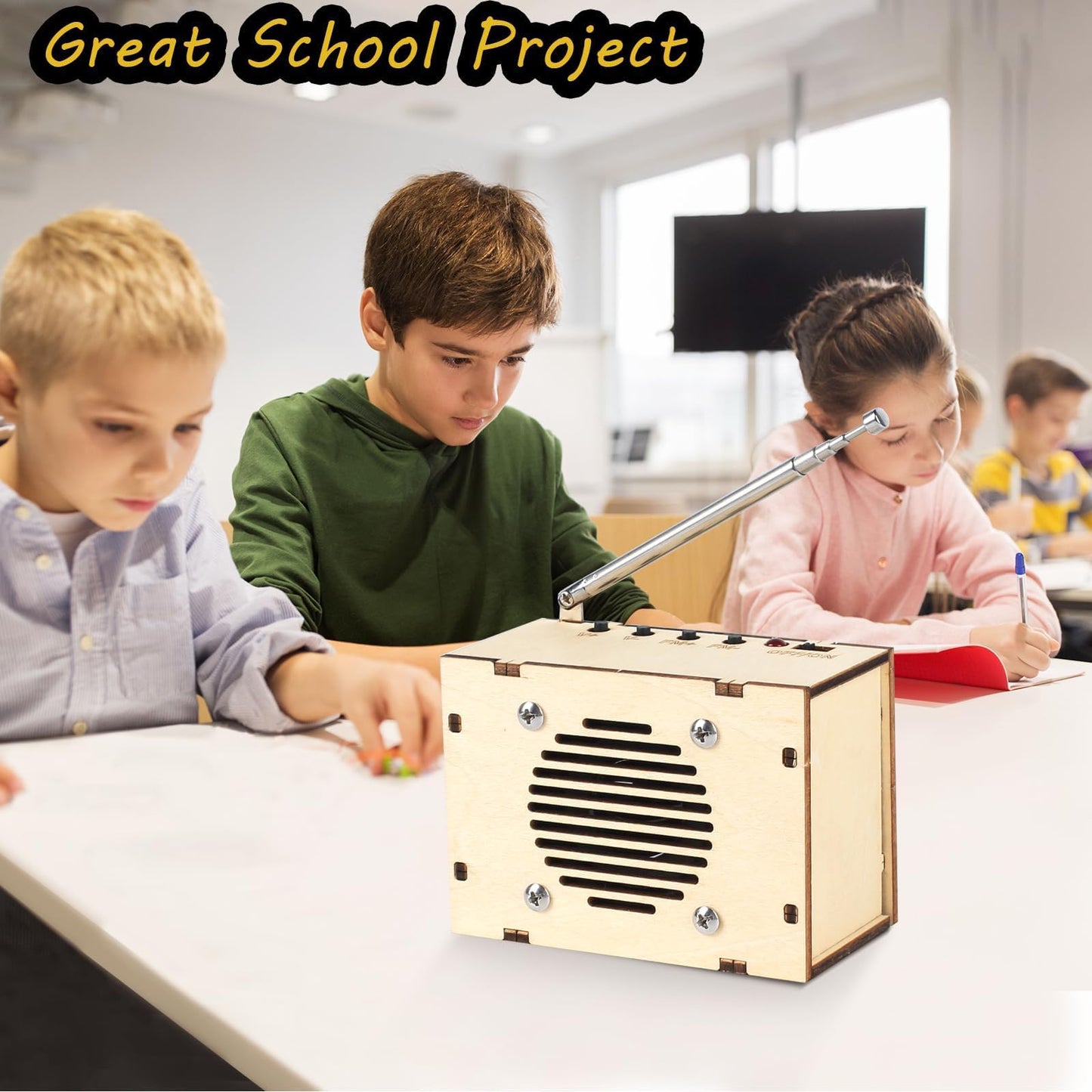 STEM Science Kit for Kids & Teens – Build Your Own FM Radio DIY Electronic Snap Circuits Kit, Educational STEM Toy Gift for Ages 8–16+ (Classic Wood)