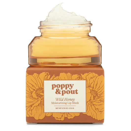 Poppy & Pout Wild Honey Overnight Lip Mask - Moisturizing Lip Balm Treatment with Shea Butter & Beeswax - Cruelty Free, Recyclable Glass Jar (0.65 oz) Beauty & Personal Care Poppy & Pout