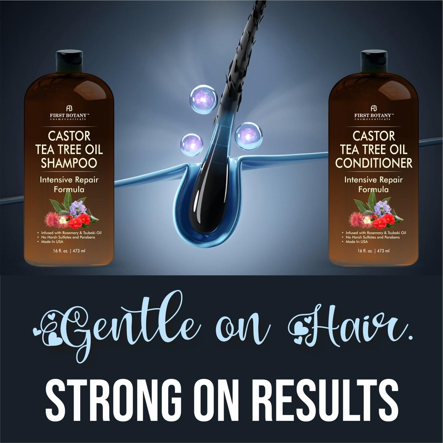 Castor Tea Tree Shampoo Conditioner - An Anti Hair Loss Set Thickening formula For Hair Regrowth, Anti Thinning Sulfate Free For Men & Women Anti