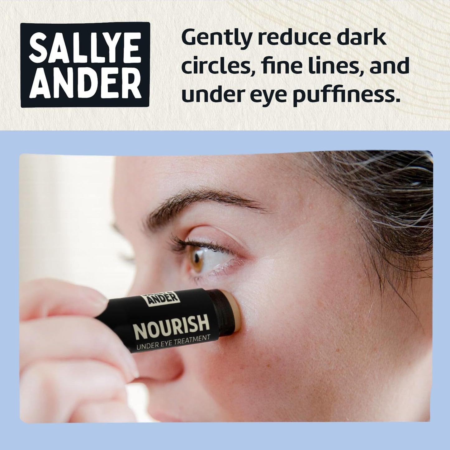 SALLYEANDER Nourish Under Eye Treatment - Soothing Stick for Dark Circles and Puffiness - Hydrating Shea, Cupuacu and Cocoa Butter - Gently Restore
