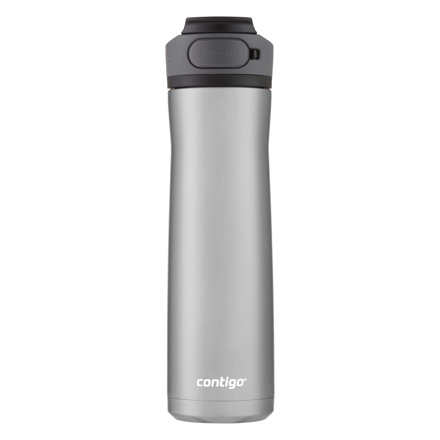 Contigo Cortland Chill 2.0 Vacuum-Insulated Stainless Steel Water Bottle, Spill-Proof Sip Technology, Interchangeable Lid, 24oz, Steel/Licorice