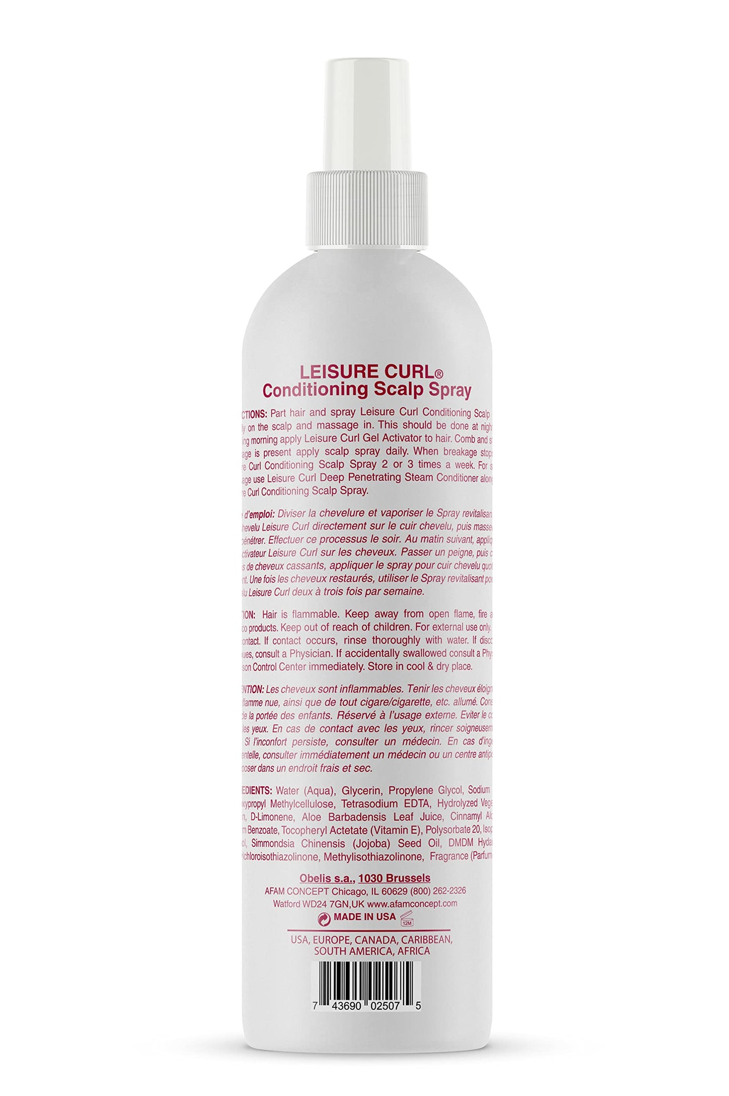 Leisure Curl Conditioning Scalp Spray Regular, 16 fl oz - Pure Aloe Vera, Vitamin E, Jojoba Oil and Protein Enriched Dry Hair Treatment