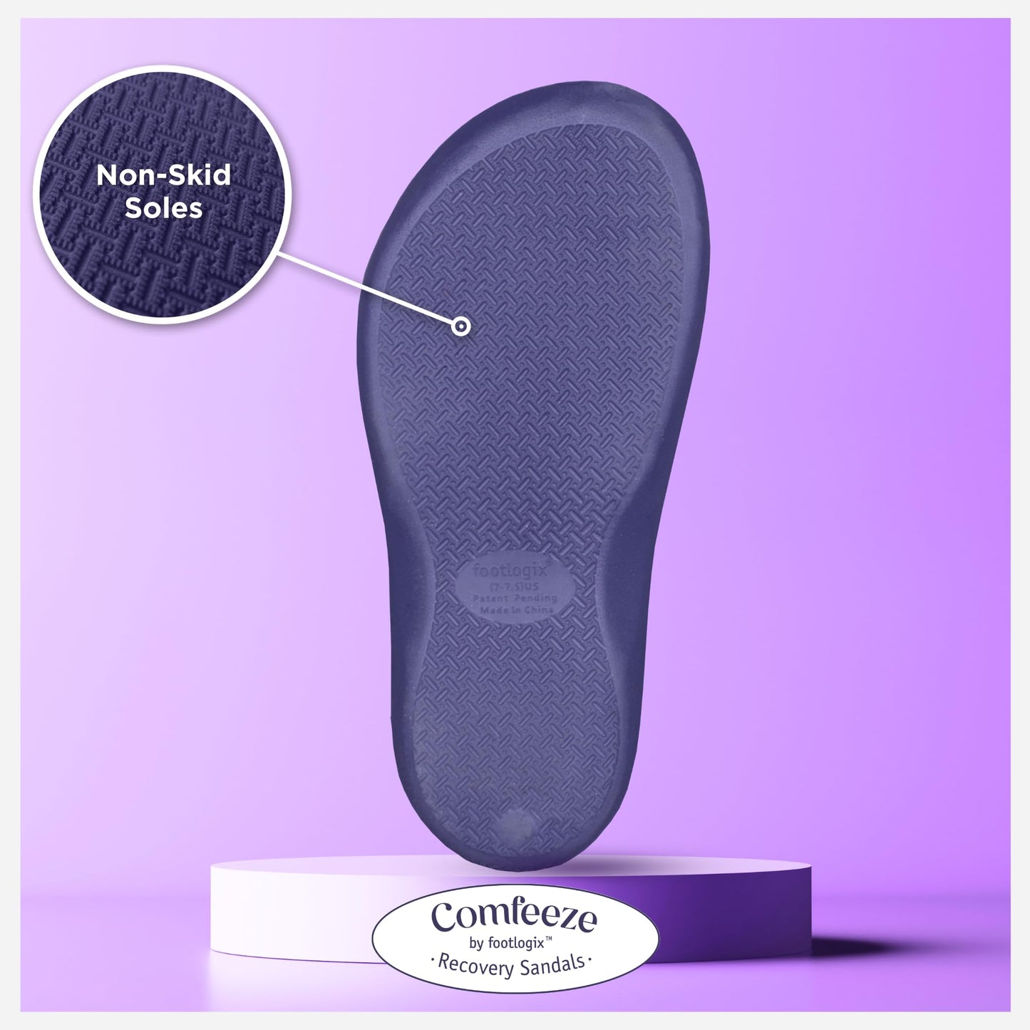 Comfeeze by Footlogix Recovery Sandals for Women - Toe Separator Pedicure Slippers with 5-Toe Spacing, Arch Support, Deep Heel Cup, Non-Slip Sole | Beauty & Personal Care FOOTLOGIX
