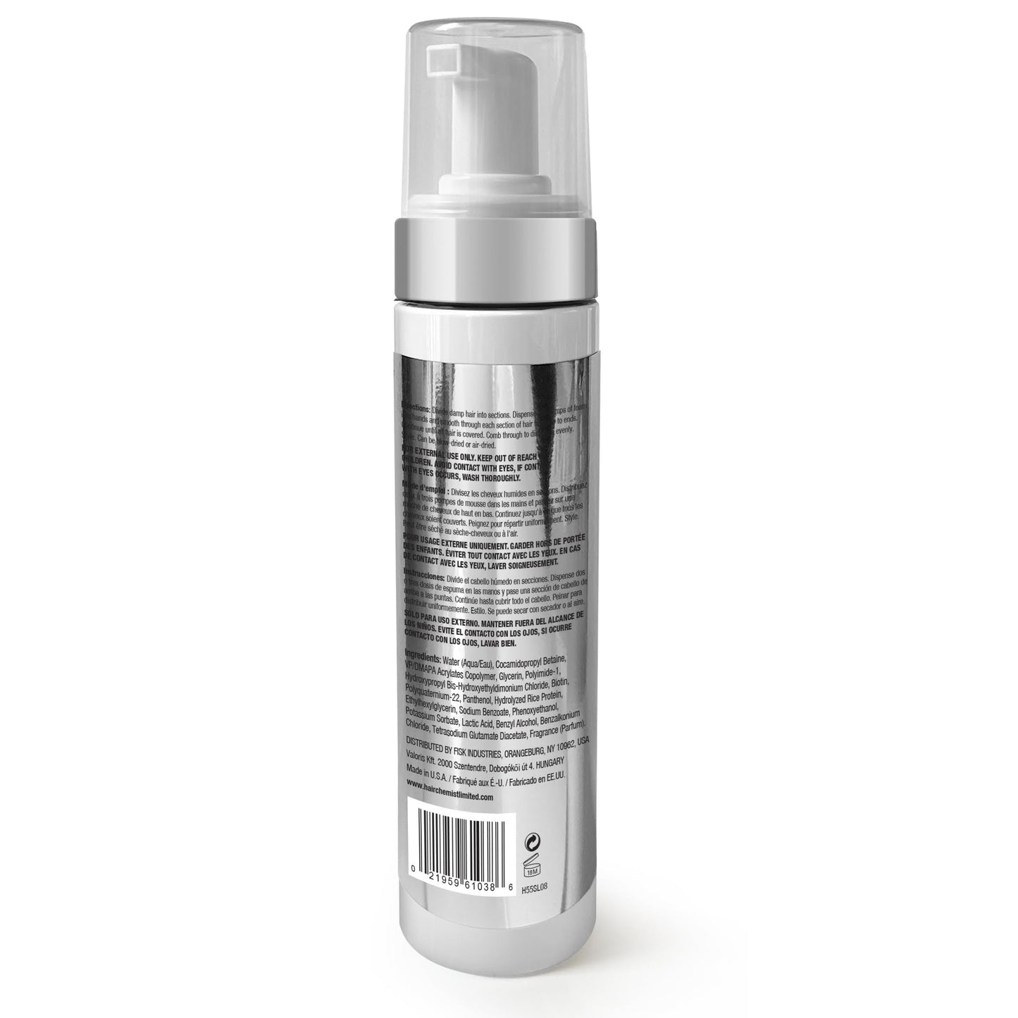 Hair Chemist SLEEK Extra Large Volumizing Foam 8 oz. - Natural Hair Volume & Thermal Protectant, Frizz Free Volumizing Foam