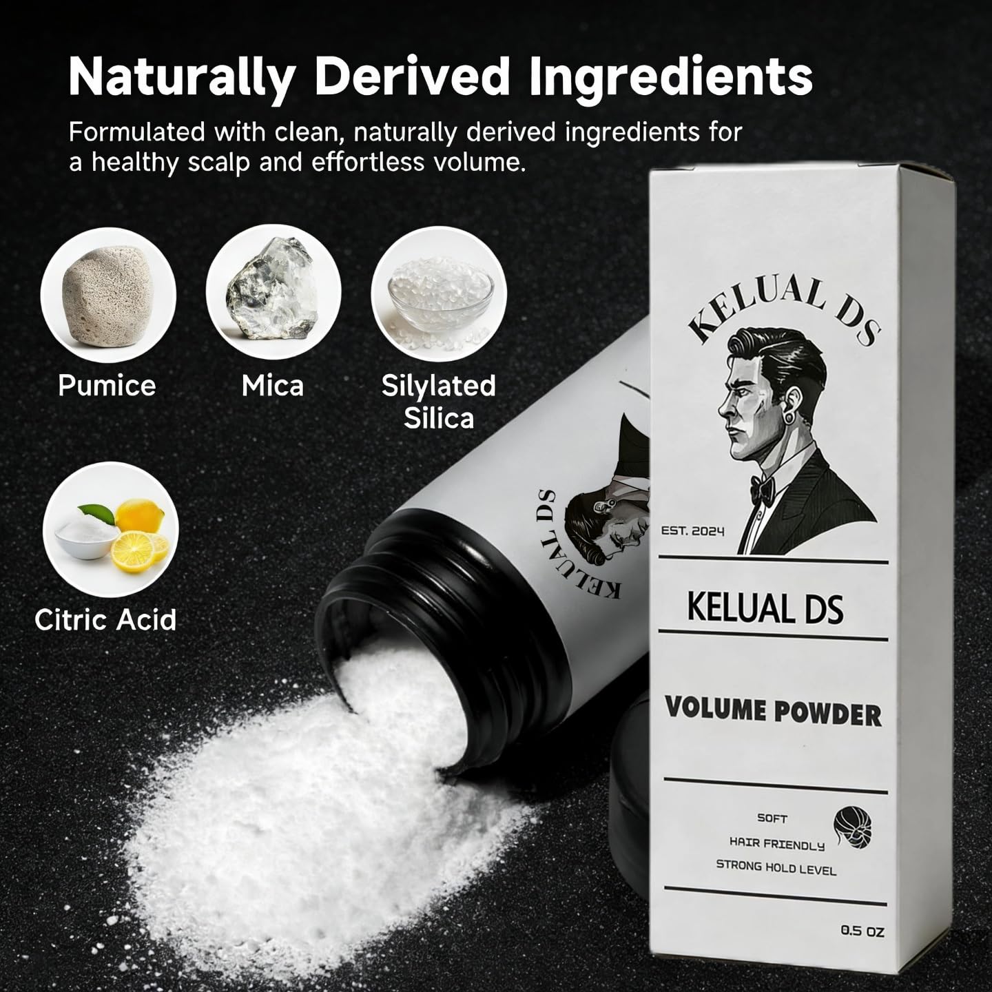 KELUAL DS Hair Texture Powder,A Hair Styling Powder for Men to Add Exture & Volume, Strong Hold,Texture and Grip to Hair with Non-Greasy, Dry
