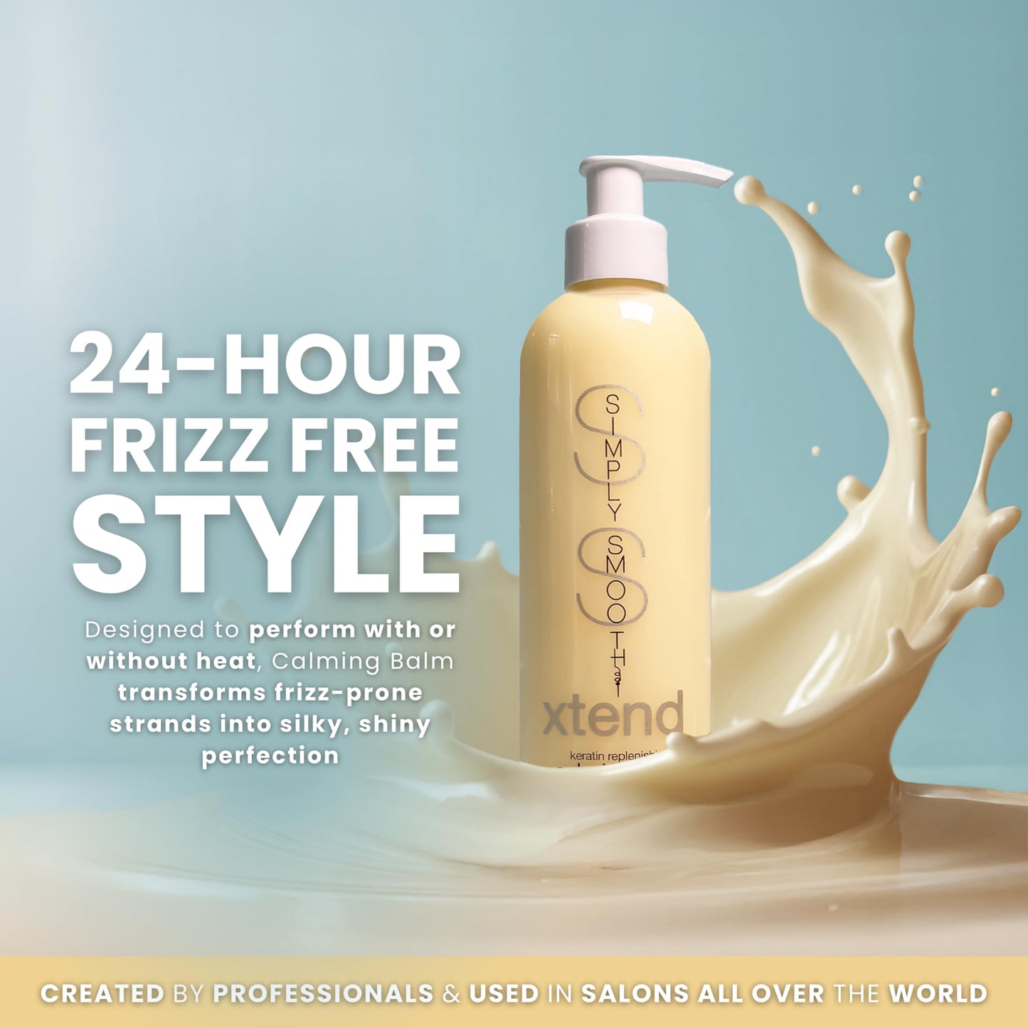 SIMPLY SMOOTH Xtend Keratin Replenishing Calming Balm Smoothing Or Curling Balm 1-Day Frizz Free Blowout Infused with Collagen To Repair Dry, Damaged