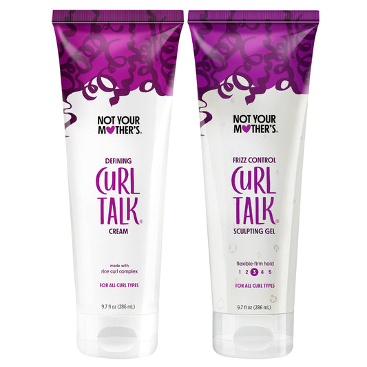 Not Your Mother's Curl Talk Frizz Control Sculpting Gel & Defining Cream (2-Pack) - 9.7 fl oz - Formulated with Rice Curl Complex - All Curly Hair