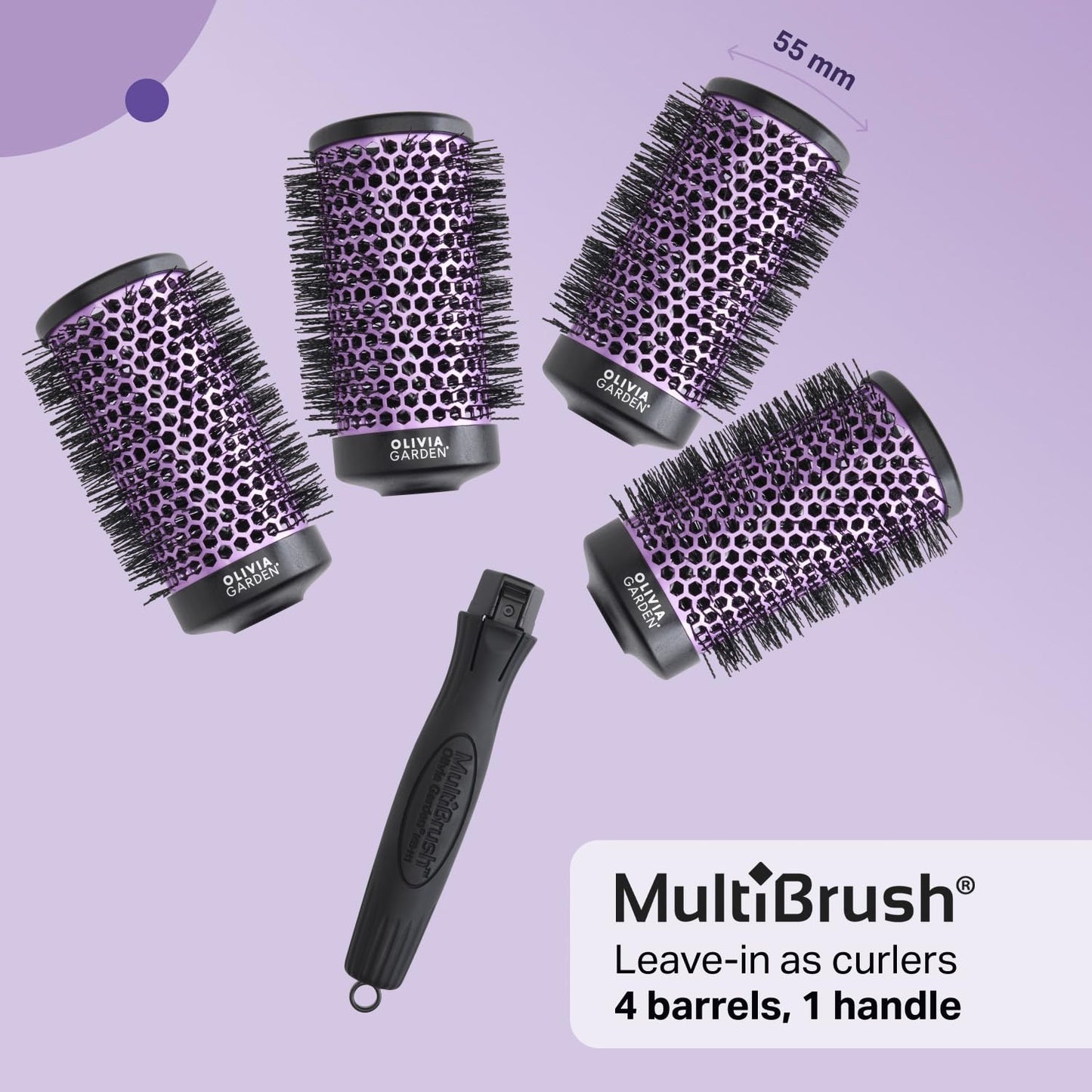 Olivia Garden MultiBrush Detachable Thermal Styling Hair Brush (5-Piece Kit 2 1/2" 66mm)