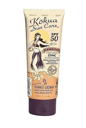 Kokua Sun Care Hawaiian Reef Safe Sunscreen SPF 50 | 3 oz | Zinc Oxide | Mineral Sunscreen | Face & Body | Moisturizing Sun Protection | Water