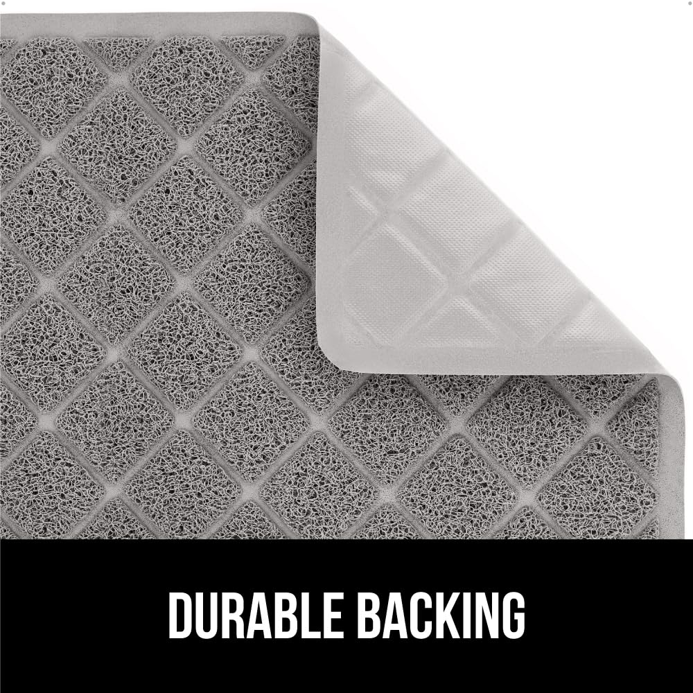 GORILLA GRIP Cat Litter Mat 24x17 – Water Resistant, Traps Litter, Easy Clean, Scatter Control for Indoor Cats, Gray