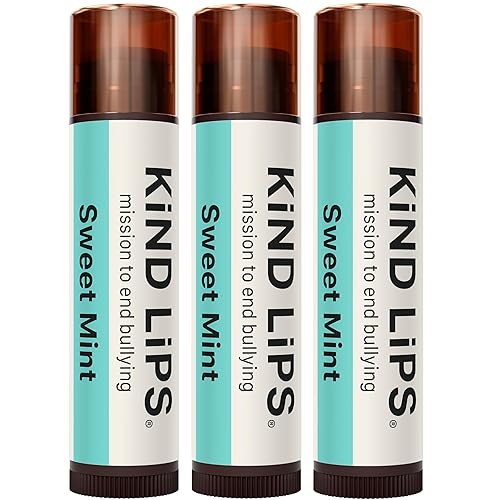 Kind Lips Organic Sweet Mint Lip Balm 3-Pack - Cooling, Refreshing Lip Care for Dry, Chapped Lips • 100% Natural, Clean, Gluten-Free, Grain-Free •