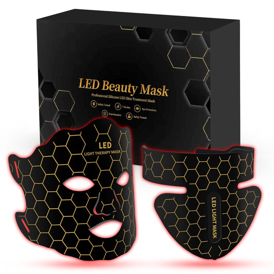 Yahi Red Light Therapy Mask for Face & Neck, 7-in-1 LED Light Therapy Mask with 850nm NIR, Lightweight Portable for Home & Travel, Rechargeable
