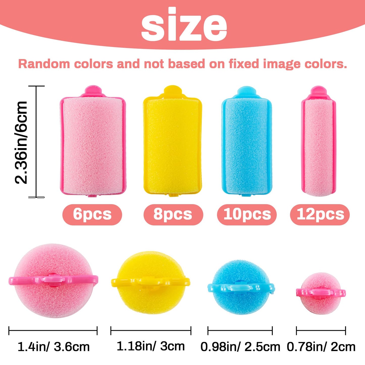 MAQIHAN 36PCS Foam Hair Rollers - Sponge Rollers for Heatless Hair Curler for Short/Long Curling Sleep rolos para cabello Jumbo Large Sponge Curlers Beauty and Personal Care MAQIHAN