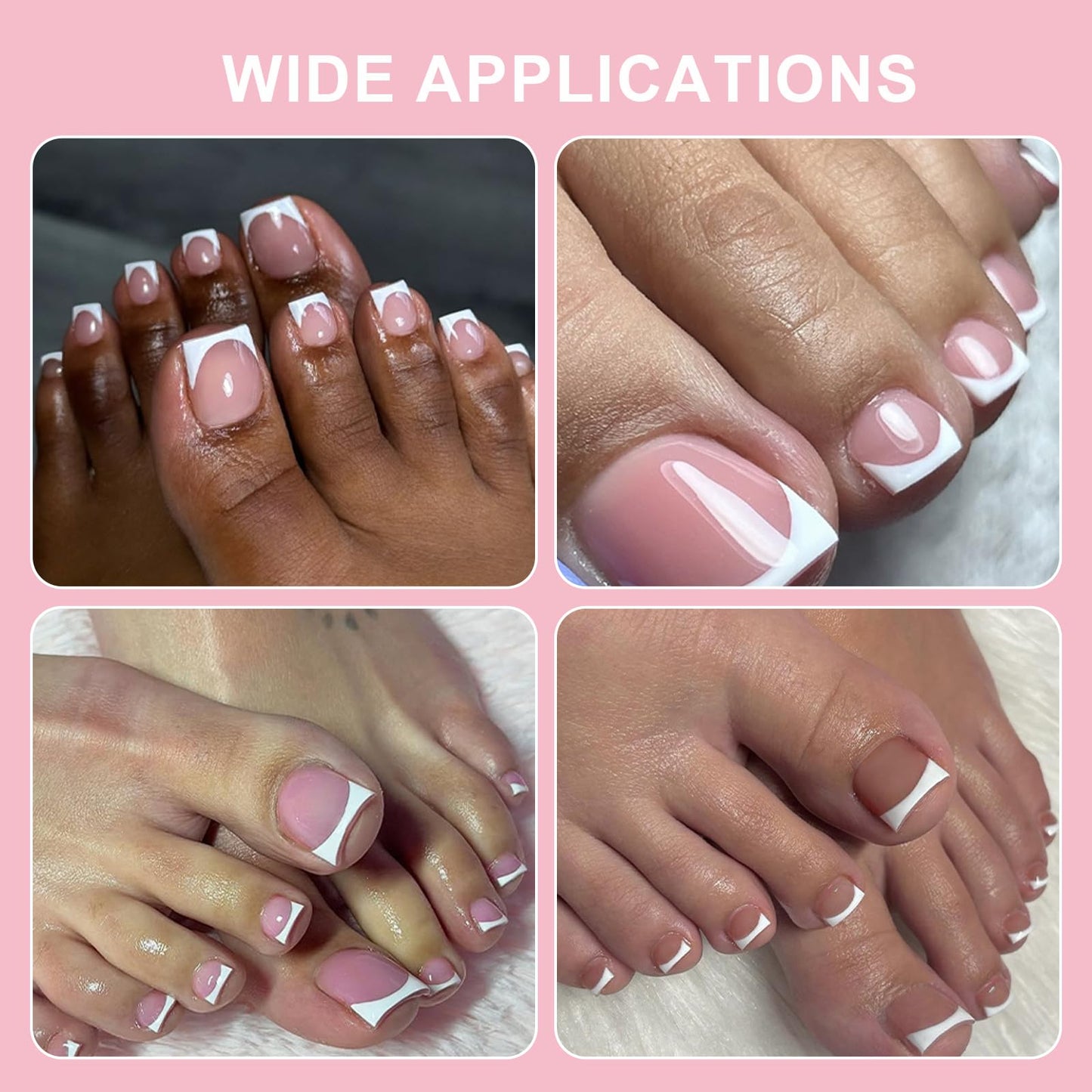Toe Nail Press Ons, French Tips Toe Press On Nails, 150pcs Square Pre-Designed Soft Gel Thick False Toenail Extension, Berry Pink Full Cover Acrylic Beauty and Personal Care SWETIDY
