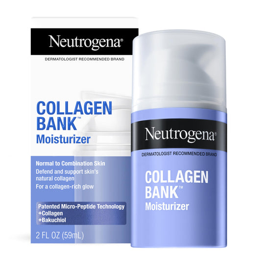 Neutrogena Collagen Bank Face Moisturizer, Daily Anti-Aging Face & Neck Firming Collagen Cream, Bakuchiol & Micro-Peptides Face Lotion, Support Skin’s