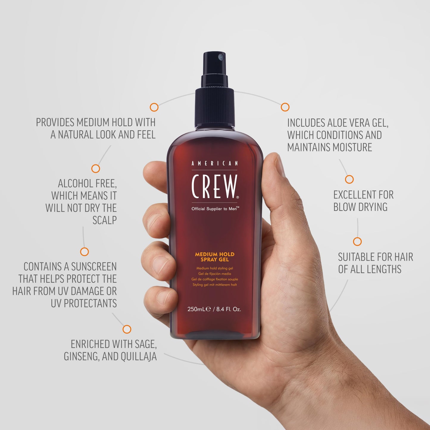 American Crew Men's Hair Spray, Medium Hold, 8.45 Fl Oz