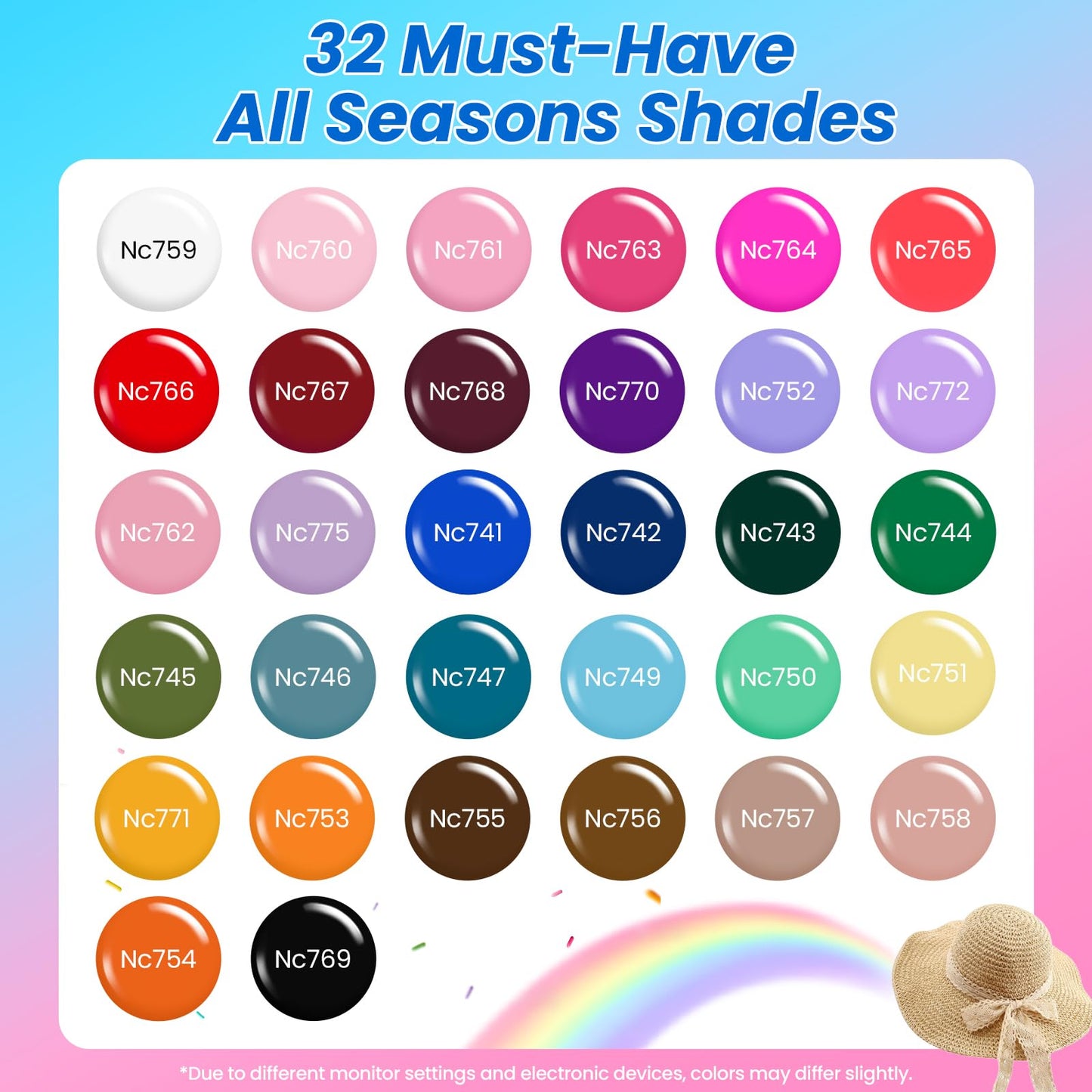 Beetles Deal Box Gel Nail Polish Kit with U V Light - 32 Colors Studio Essentials Gel Polish 68 Pcs Nail Kit with TPO & HEMA Free Base Coat Cat Eye Beauty and Personal Care beetles Gel Polish