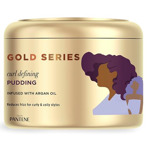 Pantene, Hair Cream Treatment, Sulfate Free Curl Defining Pudding, Pro-V Gold Series, for Natural and Curly Textured Hair, 7.6 fl oz