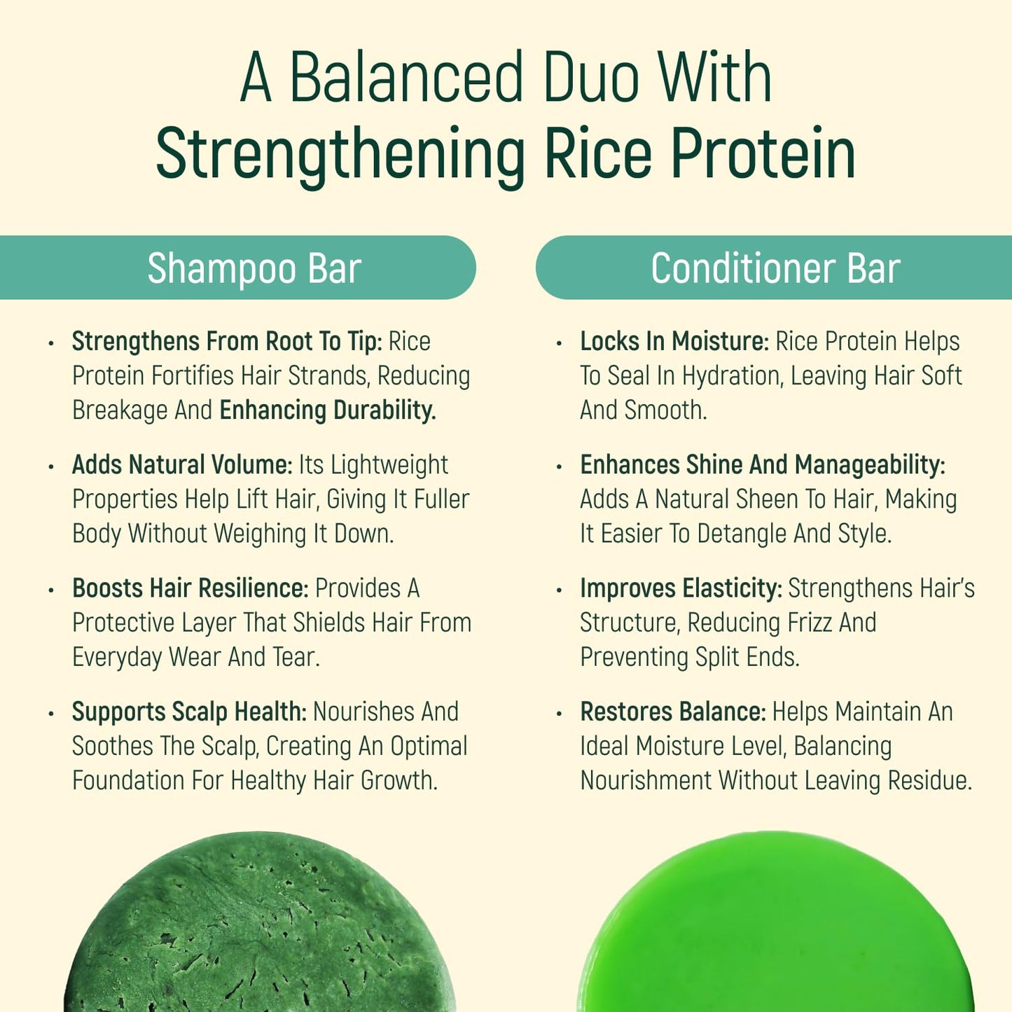 Solid Rice Protein Water Shampoo & Conditioner Hair Soap - Shampoo and Conditioner Bars For Hair With All Natural Plant Based Essential Oils And Zero