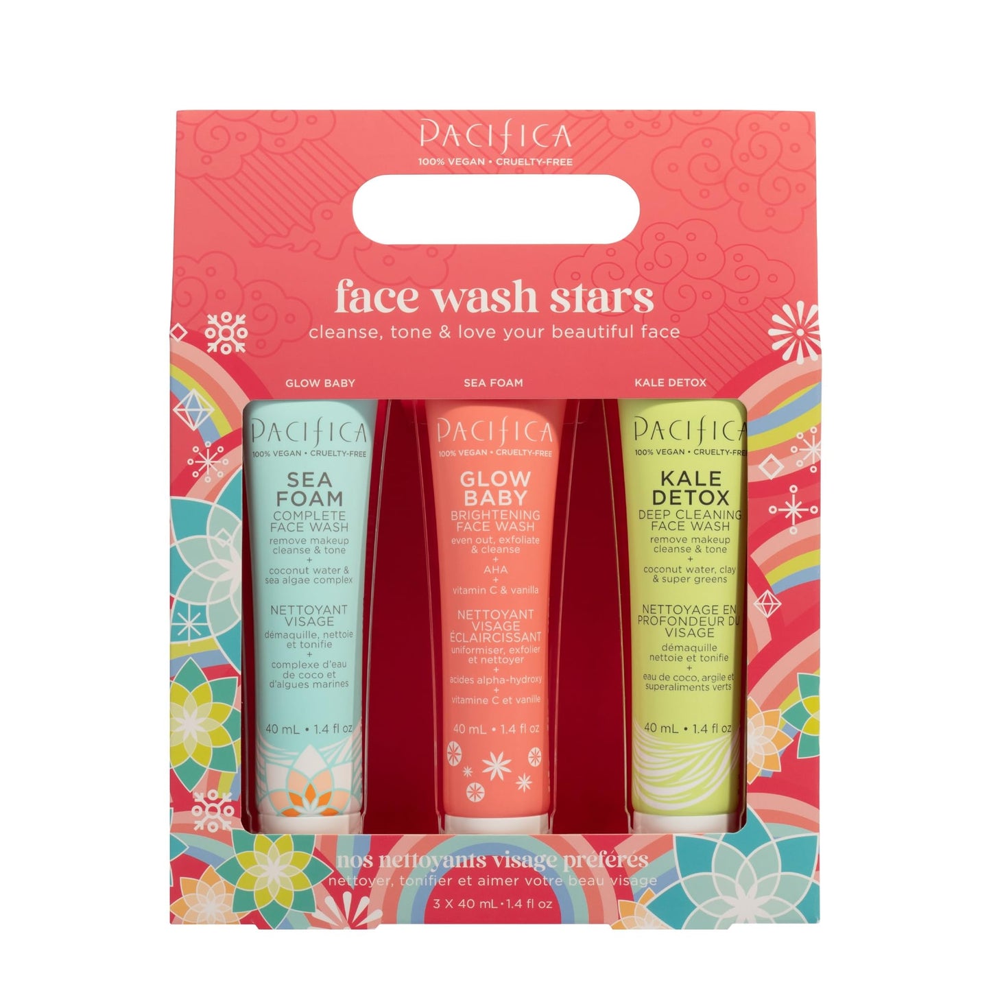 Pacifica Face Wash Set - Preppy Skincare Gift Set Value Kit for Holidays | Brightens, Tones and Deep Cleans |Glow Baby, Kale Detox and Sea Foam | 3 Beauty and Personal Care Pacifica Default Title