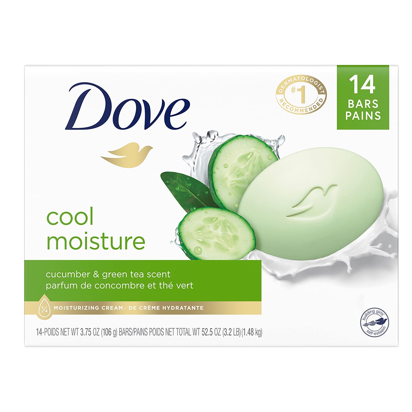 Dove Skin Care Beauty Bar For Softer Skin Cucumber and Green Tea More Moisturizing Than Bar Soap 3.75 oz, 14 Bars Beauty & Personal Care Dove