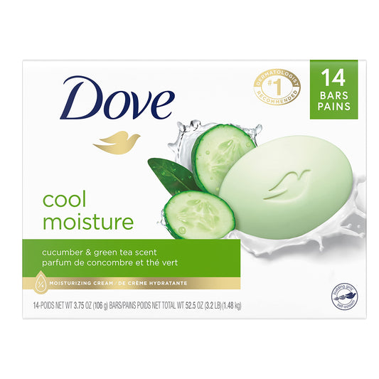 Dove Skin Care Beauty Bar For Softer Skin Cucumber and Green Tea More Moisturizing Than Bar Soap 3.75 oz, 14 Bars Beauty & Personal Care Dove