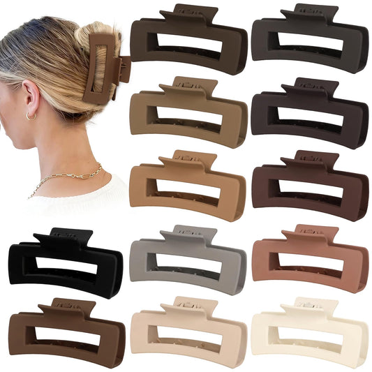 Sisiaipu 4.1 Inch Large Hair Claw Clips 12 Pcs Big Claw for Thick Hair Square Hair Clips Jumbo Jaw Clips Bulk Hair Accessories for women and Girls Beauty and Personal Care Sisiaipu Default Title