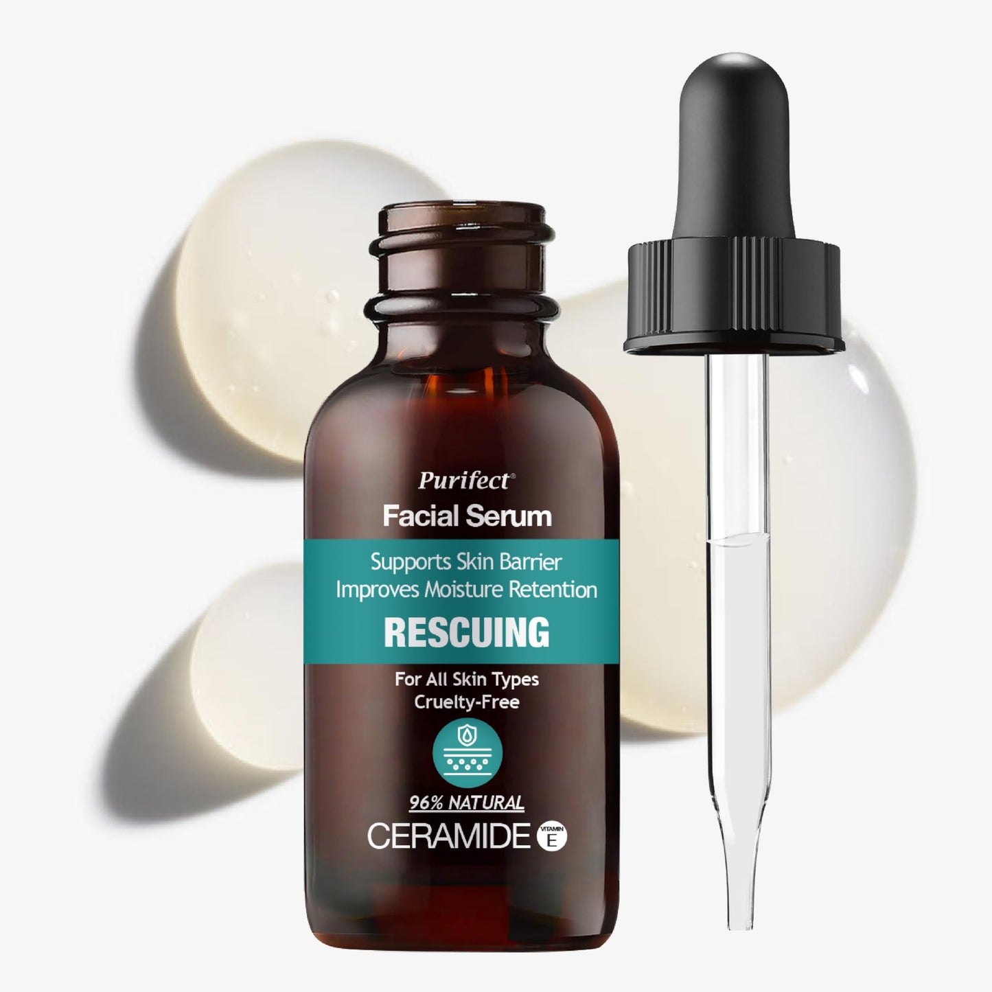 Purifect Rescuing Ceramide Facial Serum for Dry, Sensitive Skin - Face Serum with Panthenol & Vitamin E, Skin Barrier Support, Deep Hydration