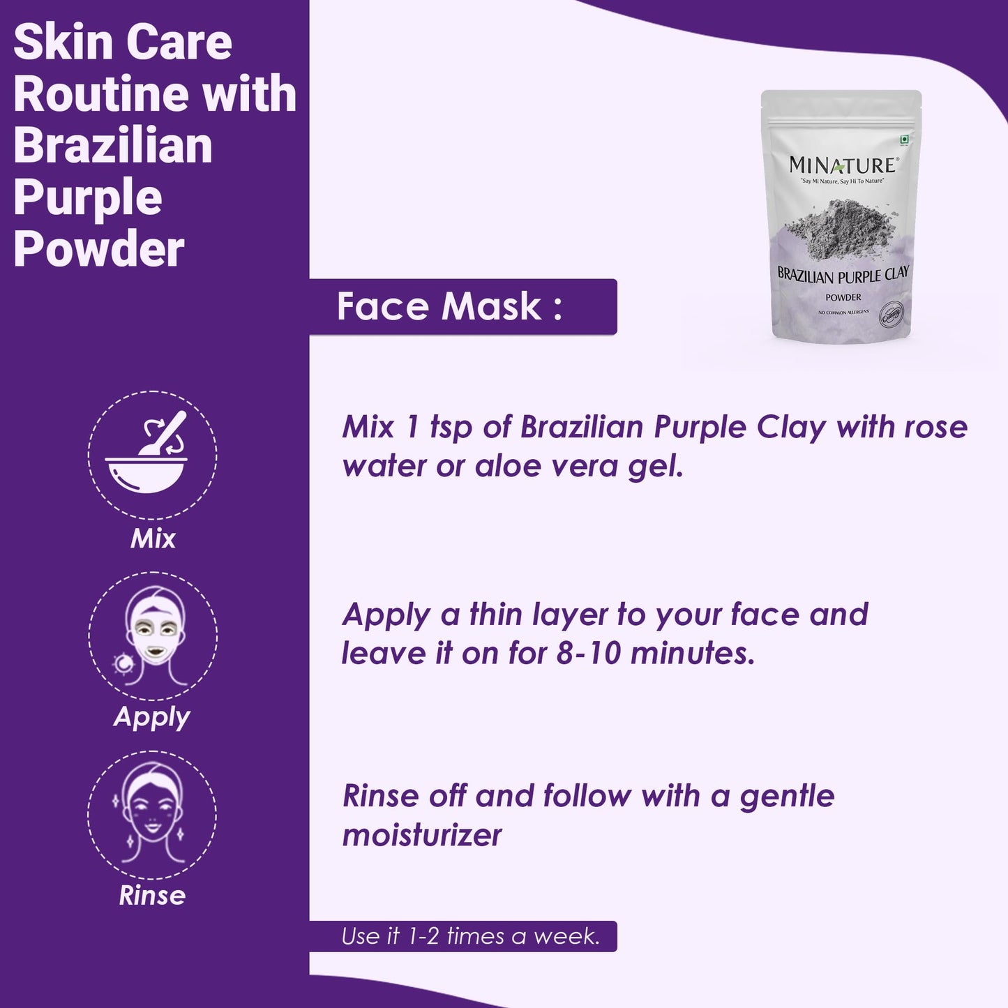 minature Brazilian Purple Clay |Mineral Rich for Detoxifying Skin | Deep Cleansing Face Mask | Ideal for Face Pack DIY Soap|227g(8 oz)