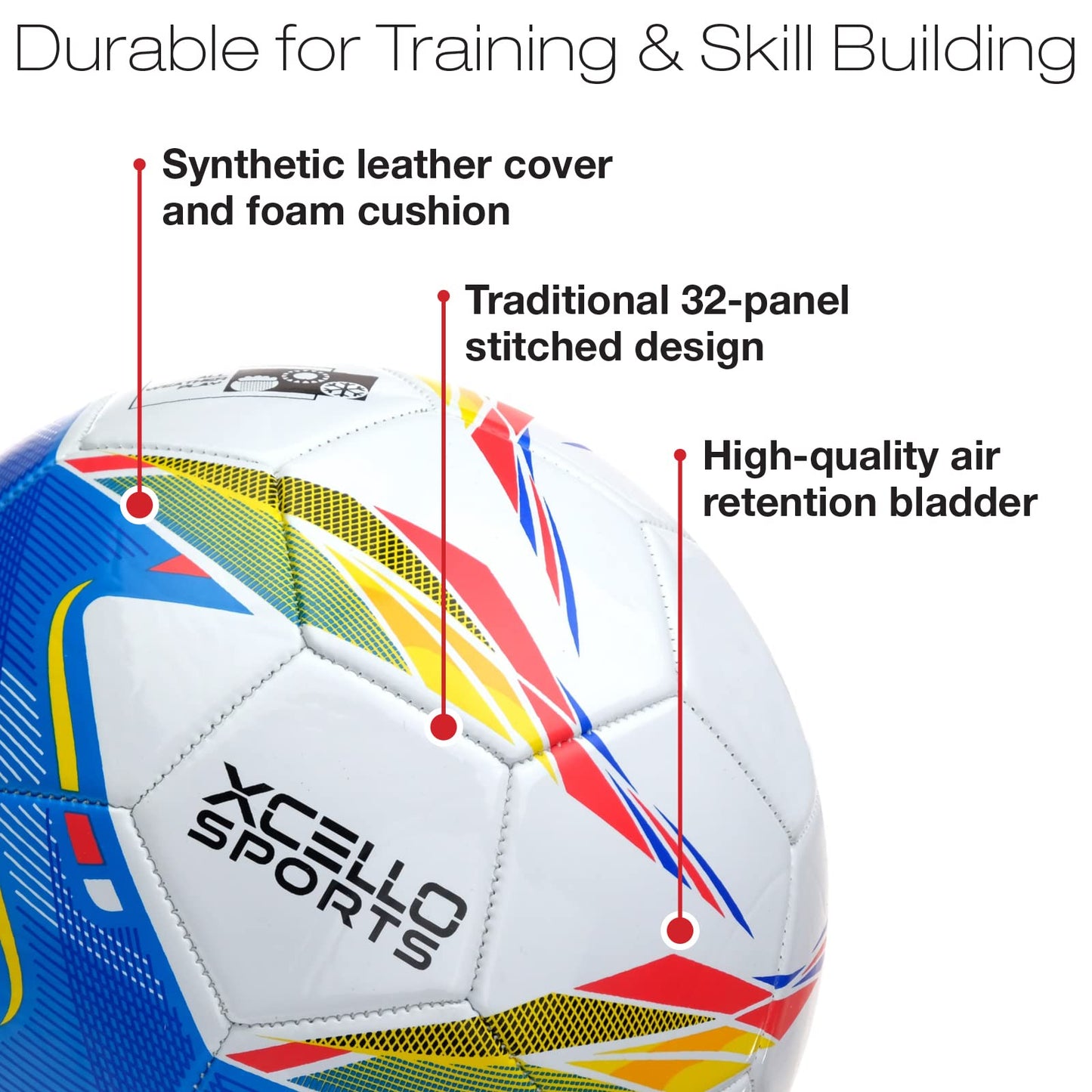 Xcello Sports Soccer Ball Size 3 Assorted Graphics with Pump (Pack of 6)