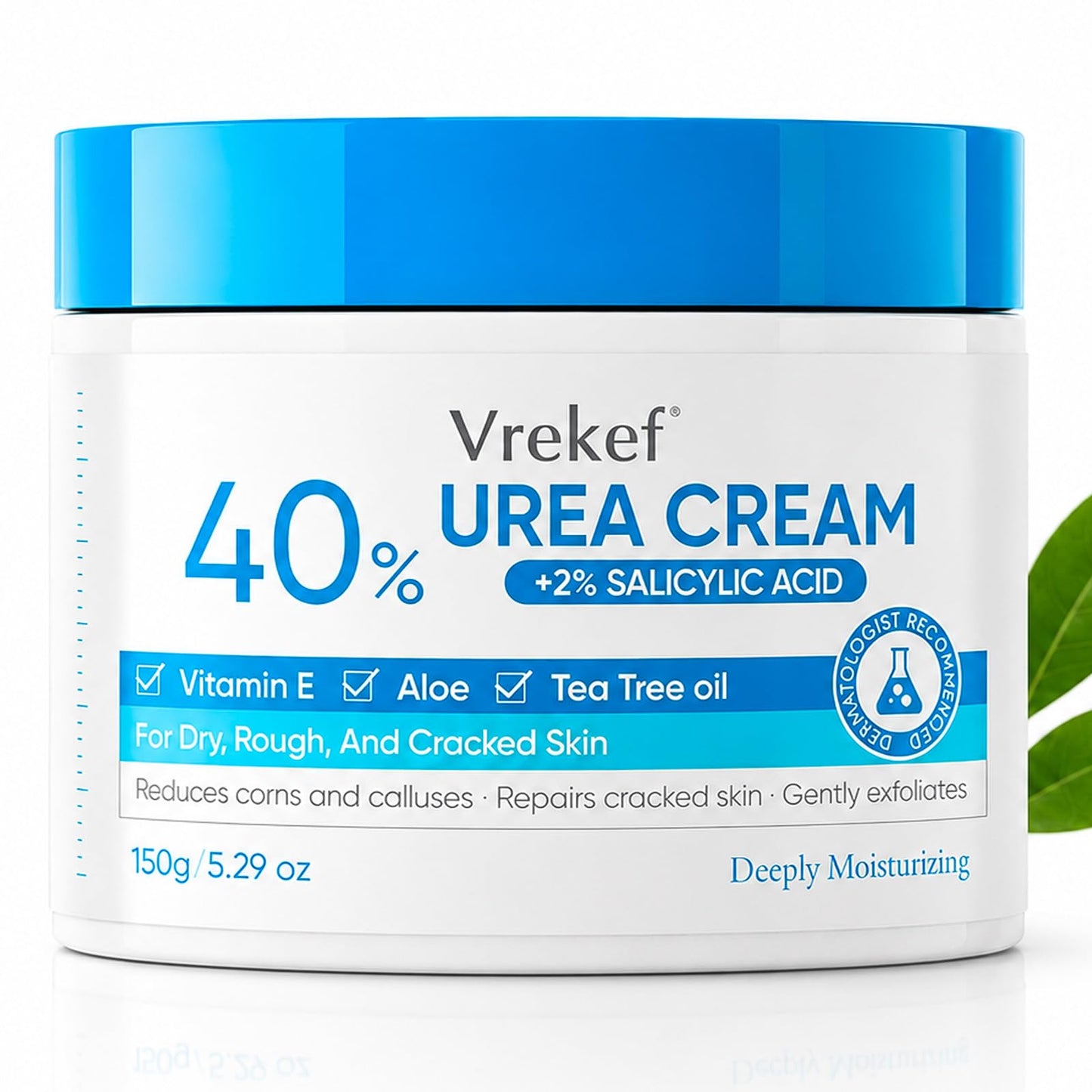 VREKEF Urea Cream 40 Percent with 2% Salicylic Acid, Urea Cream 40 Percent for Feet Maximum Strength, Foot & Hand Cream for Dry Cracked Heels, Callus Beauty and Personal Care VREKEF