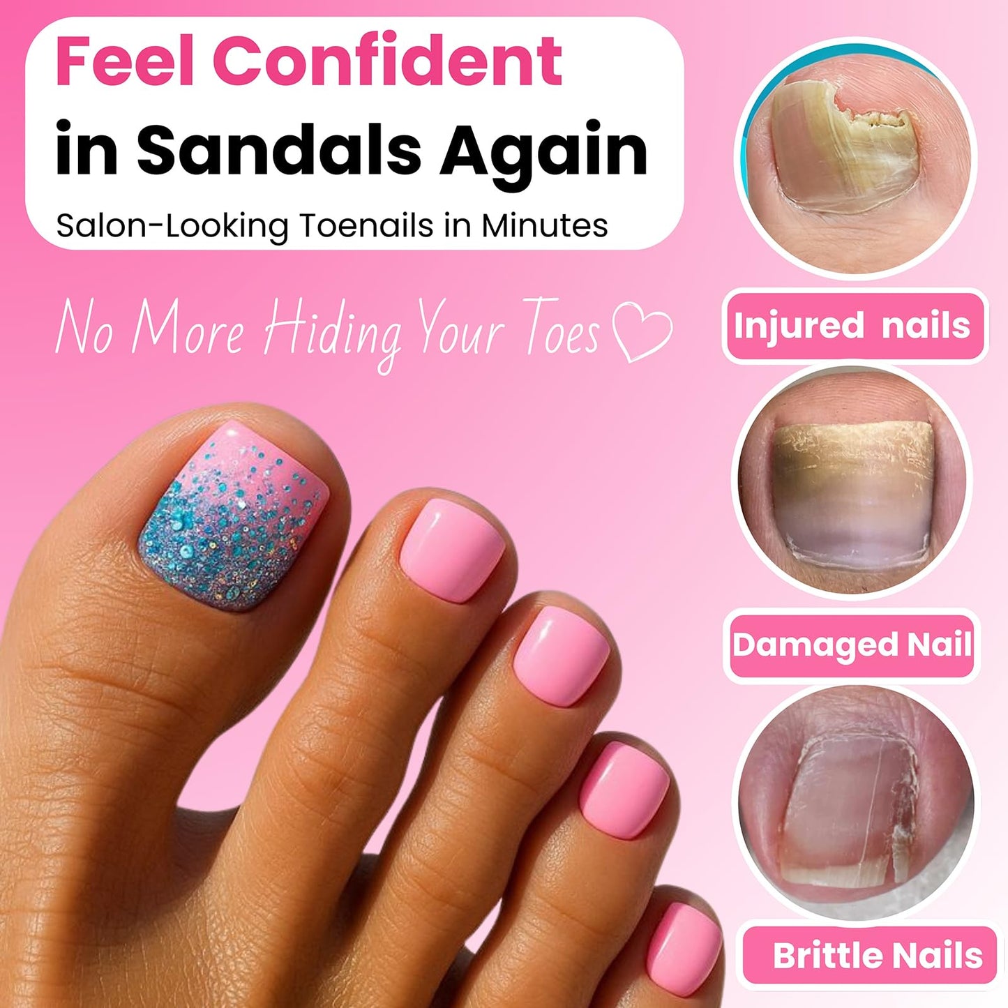 GlimightyX Polygel Toenail Kit, Clear White Pink with Toe Dual Nail Forms Beauty and Personal Care GlimightyX