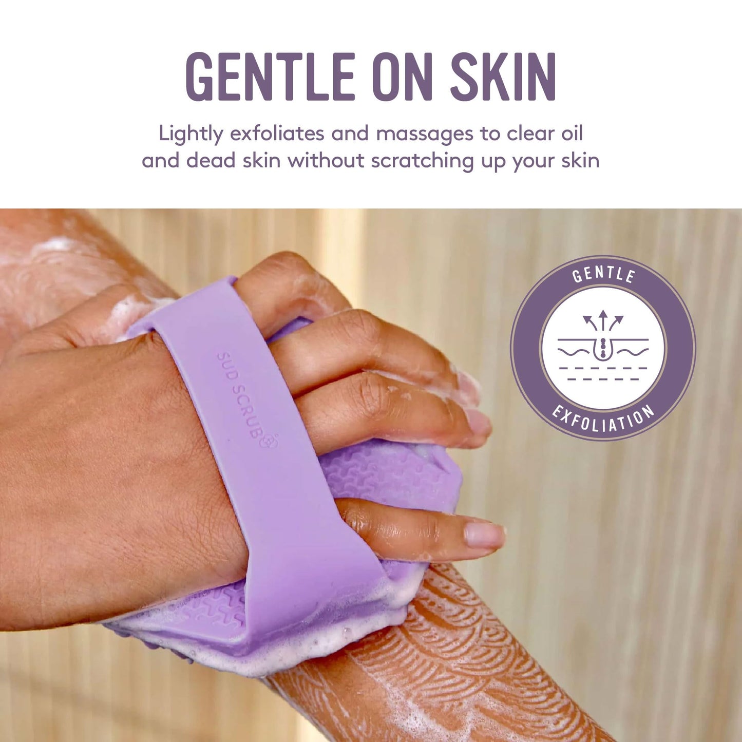 Sud Scrub® Antimicrobial Silicone Body Scrubber, Exfoliating Body Scrubber for Sensitive Skin, Eco Friendly Shower Scrubber for Body, Silicone Body