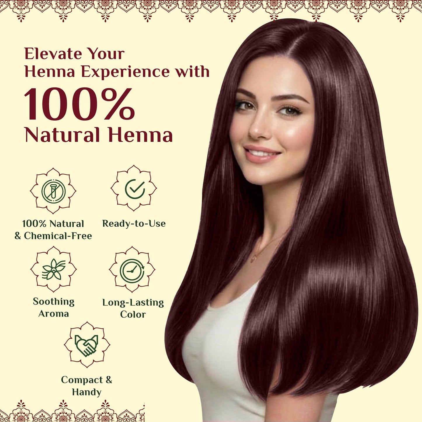 Neeta Ready-to-Use Henna Paste for Hair - Herbal Henna-Based Formula - Reddish Brown - Pack of 4 Cones Beauty and Personal Care Neeta