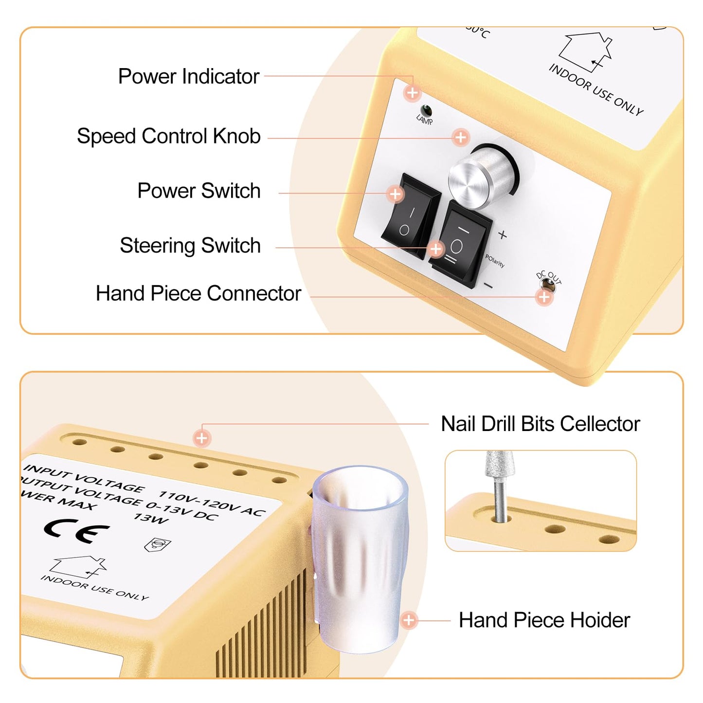 Jiasheng Professional Nail Drill, 20000rpm Electric Nail Drill Machine, Electronic Nail File Drills for Acrylic Nails Gel Nails Manicure Pedicure