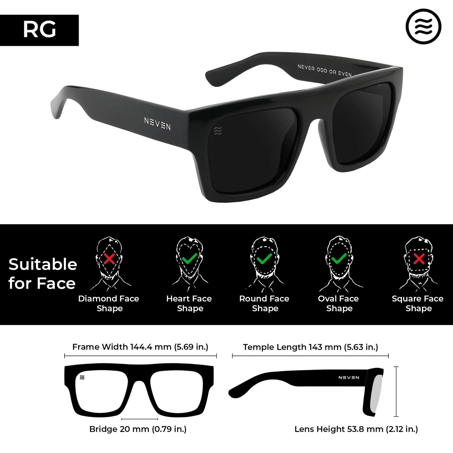 NEVEN RG Men's Polarized Sunglasses - Bold Rectangle UV Protection Sunglasses - Trendy Metro Fashion Glasses for Men & Women