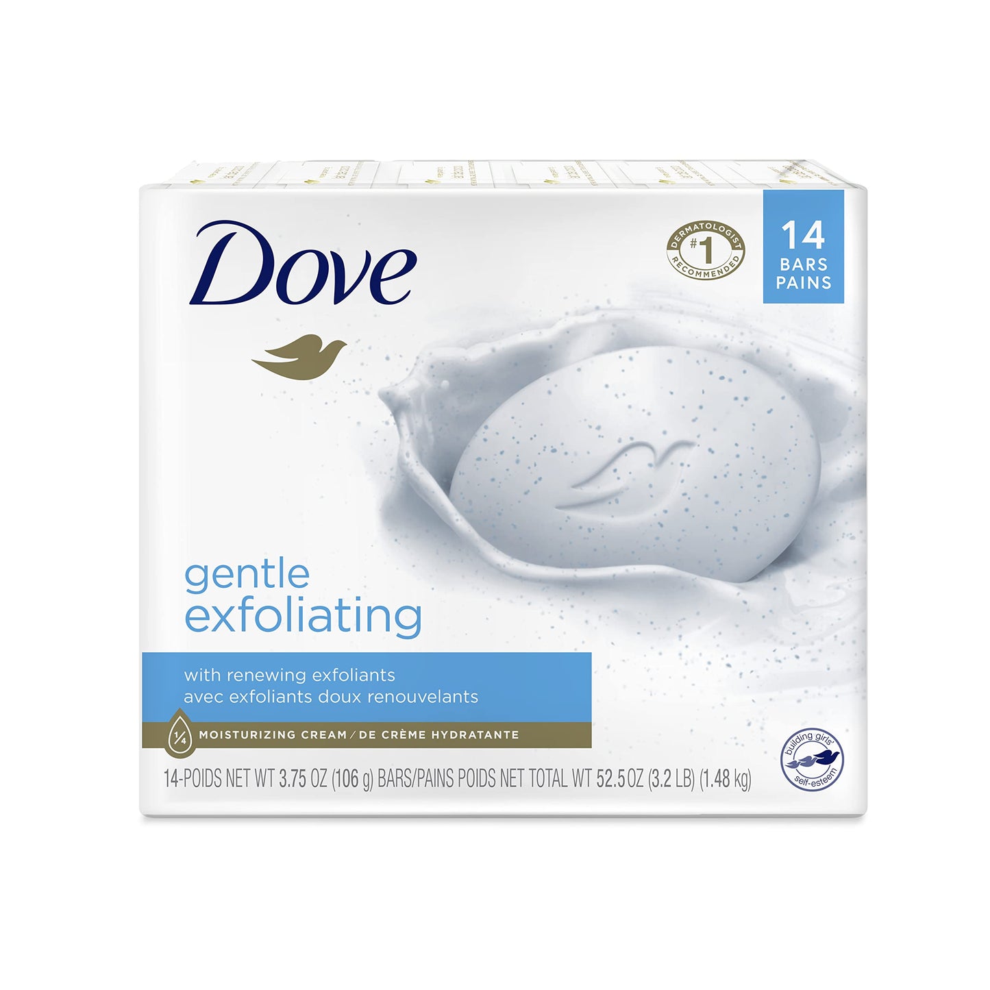 Dove Beauty Bar More Moisturizing Than Bar Soap Gentle Exfoliating With Mild Cleanser For Softer And Smoother Skin 3.75 oz Pack of 14 Beauty & Personal Care Dove