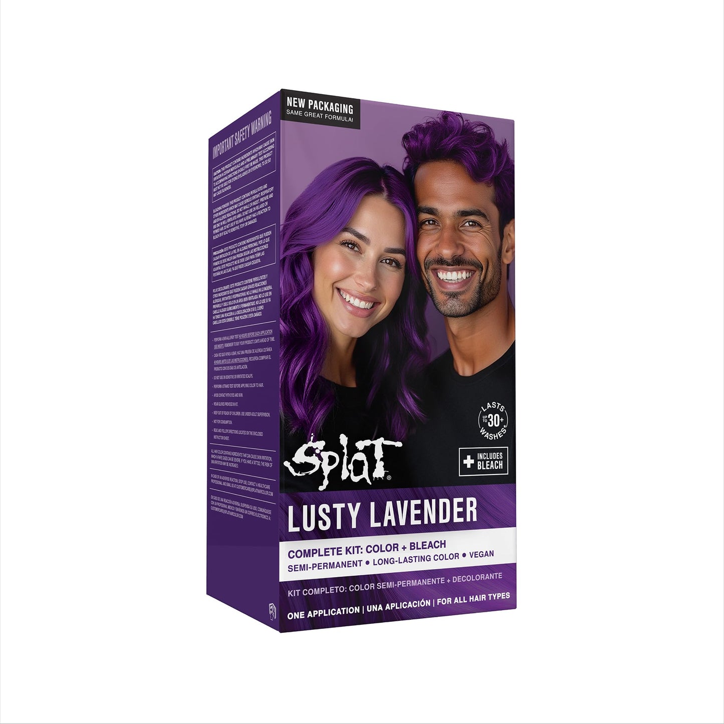 Splat Lusty Lavender Semi Permanent Hair Dye Kit with Bleach, 1 Application, Includes Purple Hair Dye, Oxide & Bleach Powder, Vegan & Cruelty Free