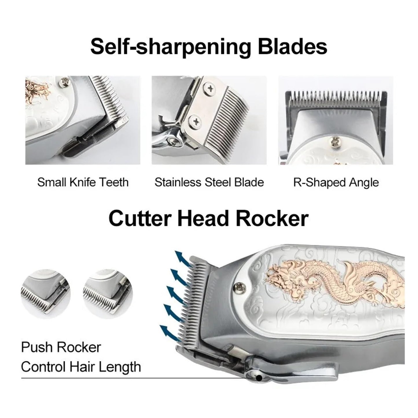 Razors Hair Clipper Cordless Professional LCD Display Shaver China Dragon Electric Trimmer for Men Haircut Machine Barbershop USB(Bronze) Beauty and Personal Care EWKYLSEM