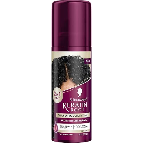 Schwarzkopf Keratin Root Temporary Hair Color Spray, Black, Instant Gray Coverage, Thicker, Fuller-Looking Roots, Easy-to-Use, No Ammonia, Low Mess
