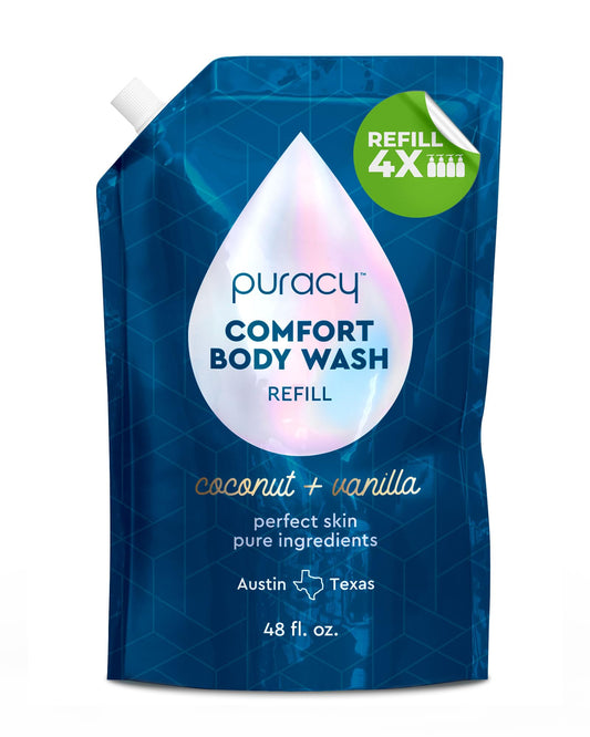 Puracy Body Wash Refill, Natural Body Wash, 98.6% Pure Plant Ingredients, Moisturizing Shower Gel for Women Men Kids, Body Soap for Dry Sensitive