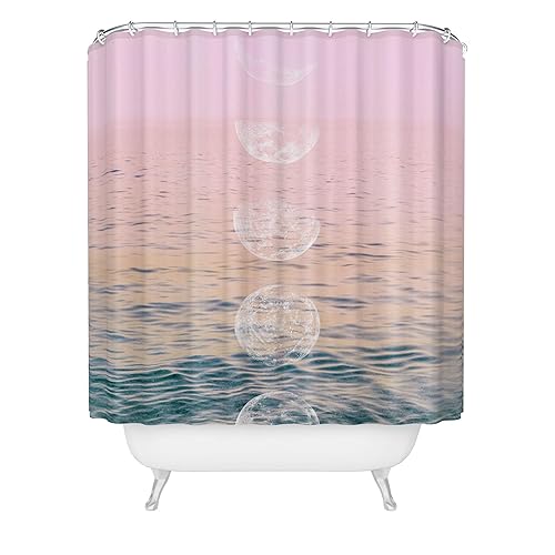 Society6 Shower Curtain - Bathroom Decor by Emanuela Carratoni - Extra Long Fabric Shower Curtains for Bathroom, 71" x 74", Moontime on The Beach