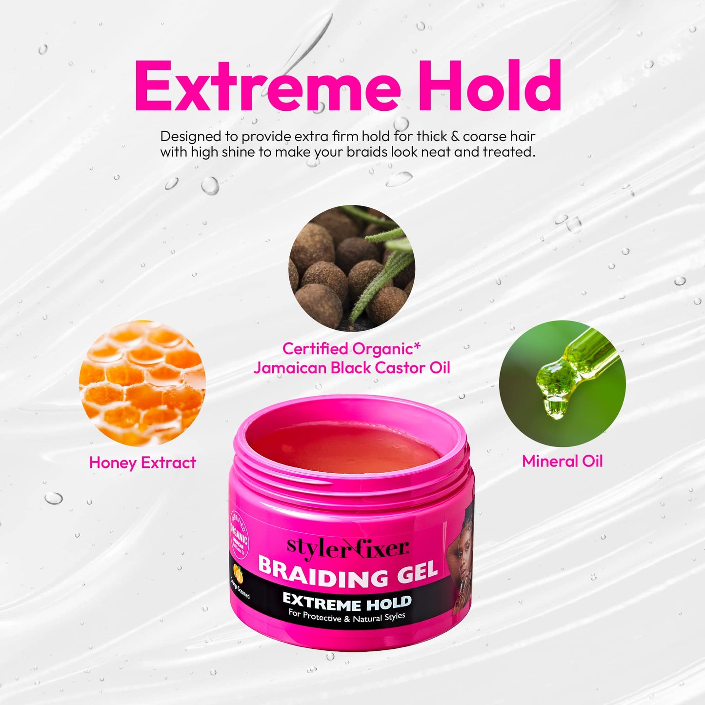 Red by Kiss Braiding Gel Extreme Hold Styler Fixer for Box Braids & Cornrows, Hydrating, Conditioning, Long-Lasting Frizz Control, 4C Moisturizing